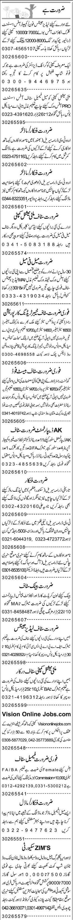 Misc. Jobs in Lahore Express Classified 1