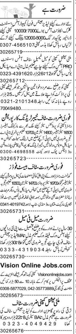 Misc. Jobs in Lahore Express Classified 1