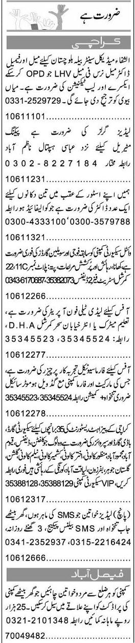 Misc. Jobs in Karachi Express Classified