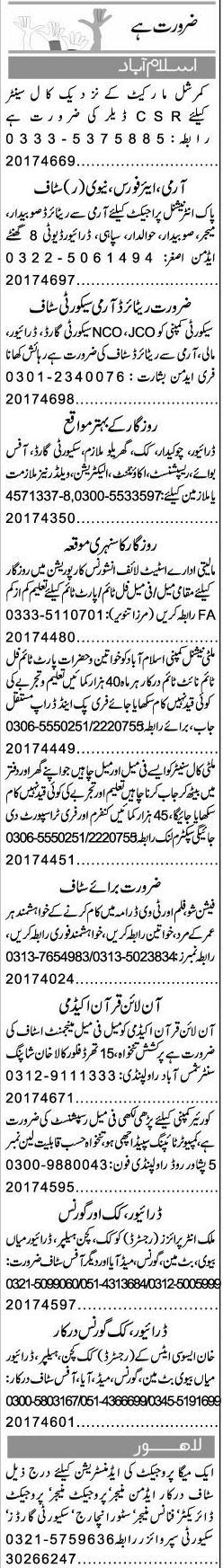 Misc. Jobs in Islamabad Express Classified