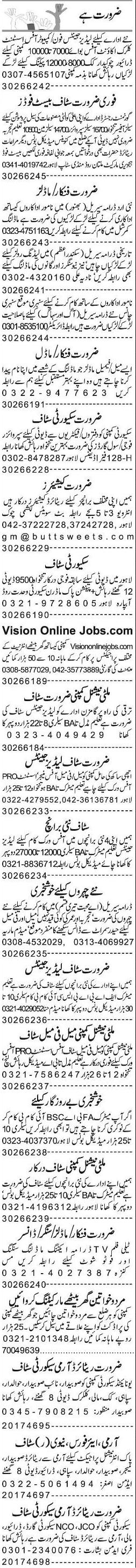 Misc. Jobs in Lahore Express Classified