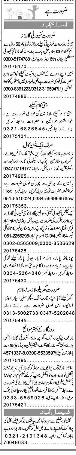 Misc. Jobs in Islamabad Express Classified