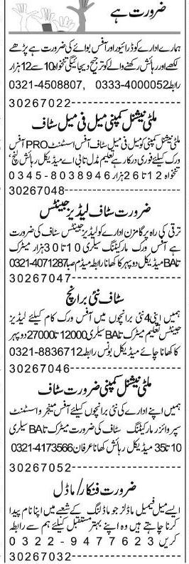 Misc. Jobs in Lahore Express Classified 1