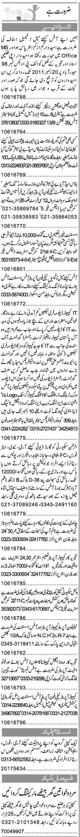 Misc. Jobs in Karachi Express Classified 2