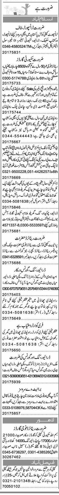 Misc. Jobs in Islamabad Express Classified