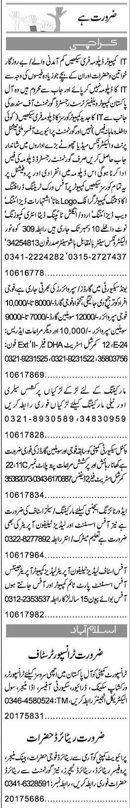 Misc. Jobs in Karachi Express Classified