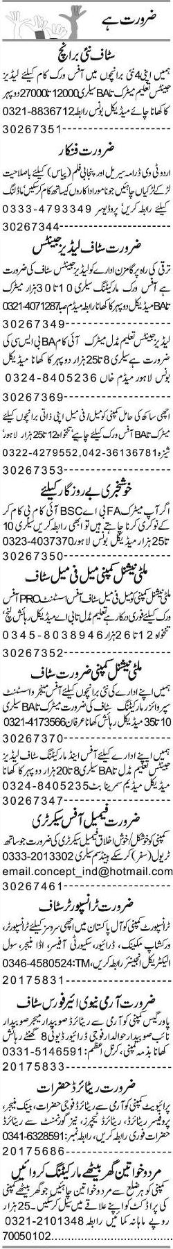 Misc. Jobs in Lahore Express Classified 2