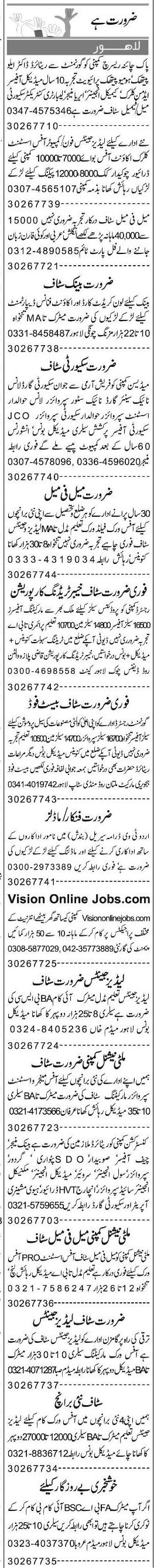 Misc. Jobs in Lahore Express Classified 1