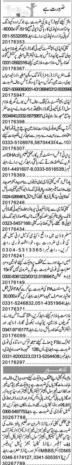 Misc. Jobs in Islamabad Express Classified