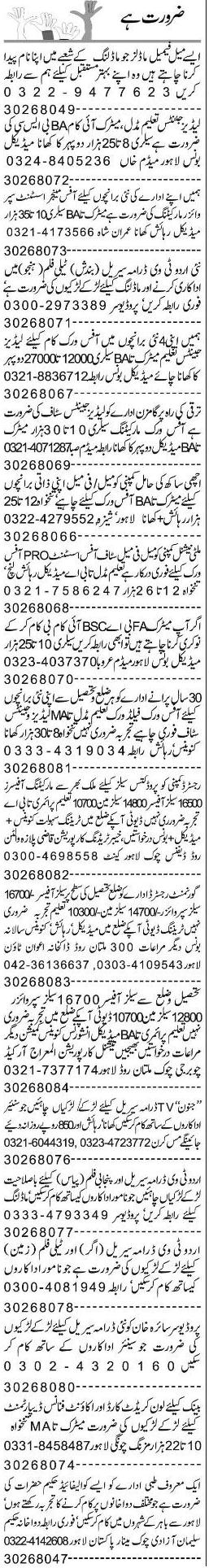 Misc. Jobs in Lahore Express Classified 1