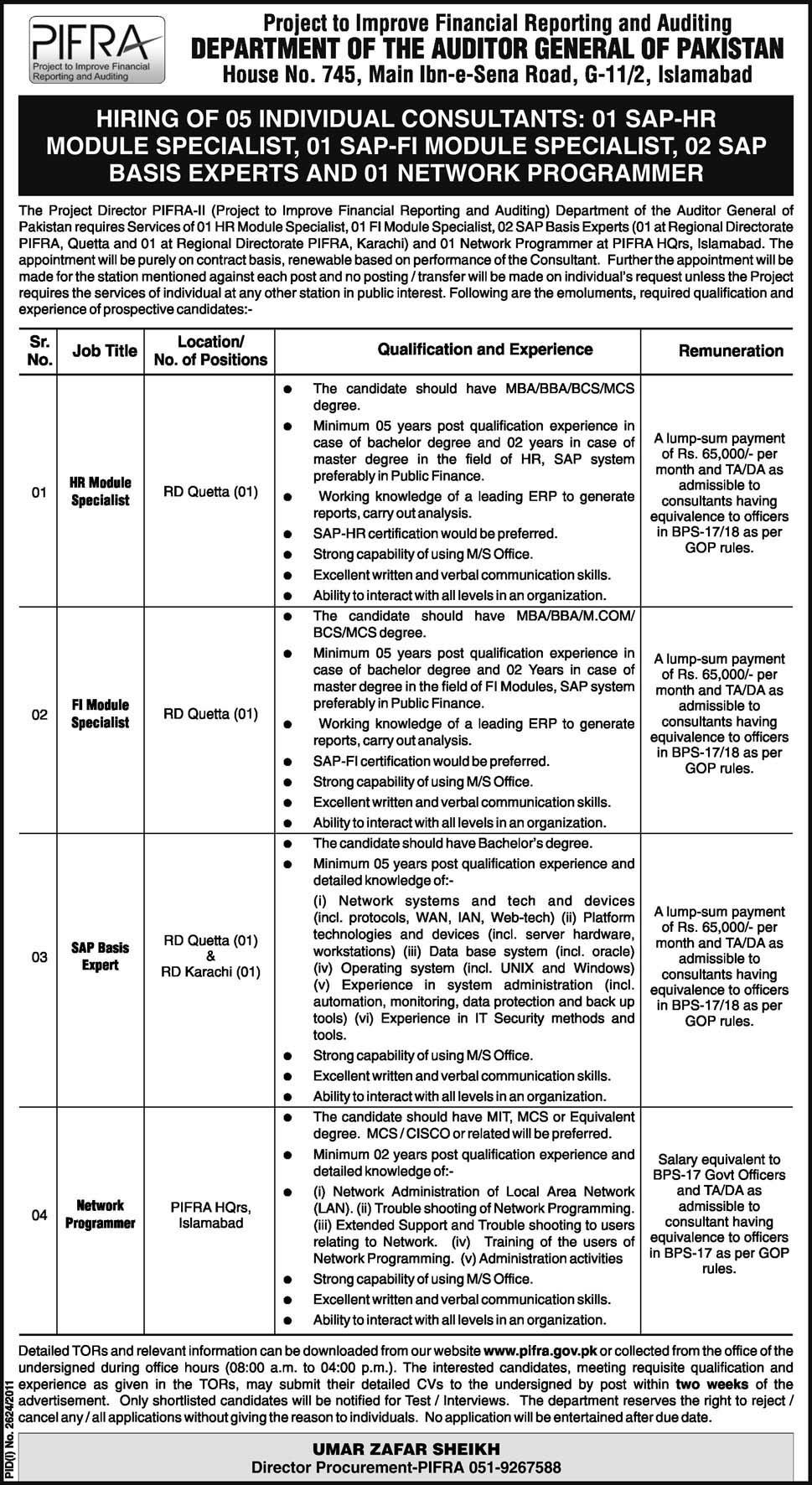 PIFRA Jobs Opportunities