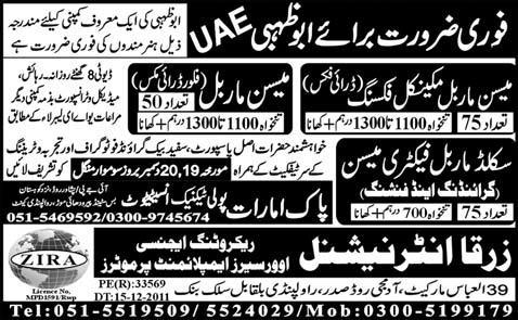 Mason Jobs in Abu Dhabi UAE