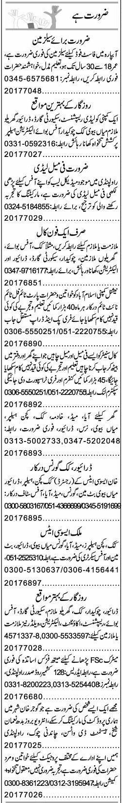 Misc. Jobs in Islamabad Express Classified