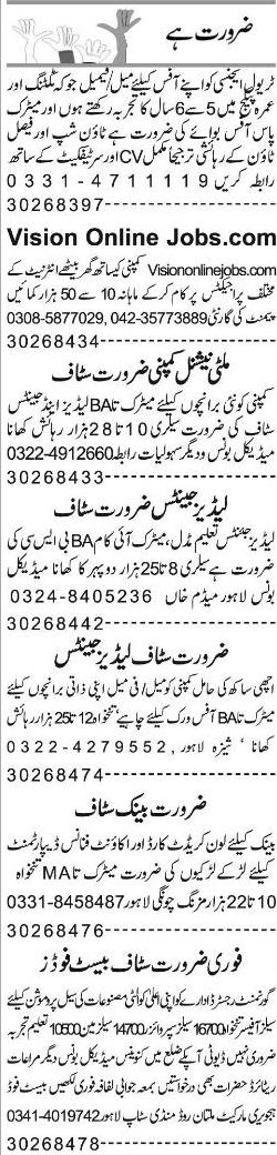 Misc. Jobs in Lahore Express Classified 1