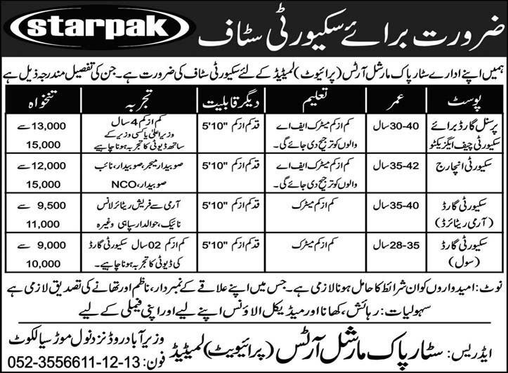 Starpak Martial Arts Pvt Ltd Sialkot Jobs Opportunities