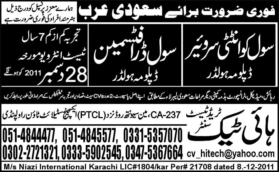 Civil Quantity Surveyor and Civil Drafts-man Jobs in Saudi Arabia