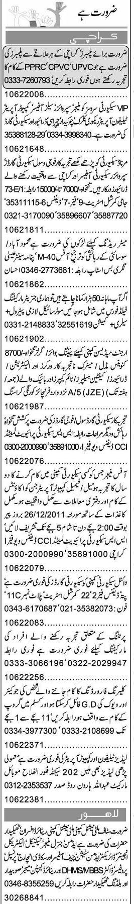 Misc. Jobs in Karachi Express Classified