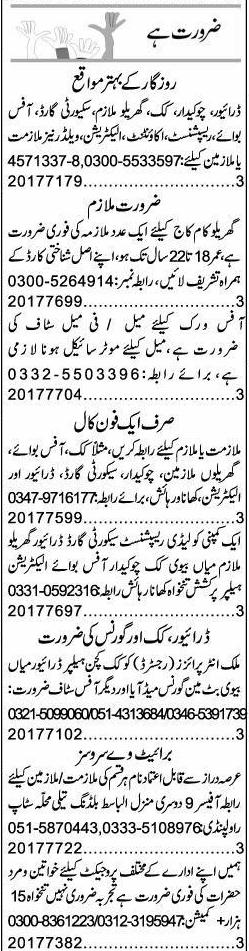 Misc. Jobs in Islamabad Express Classified