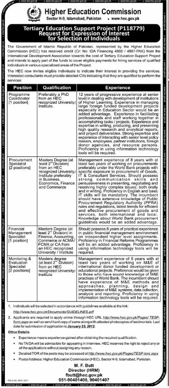 Higher Education Commission Pakistan Jobs Opportunities