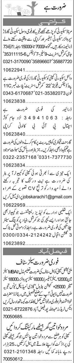 Misc. Jobs in Karachi Express Classified