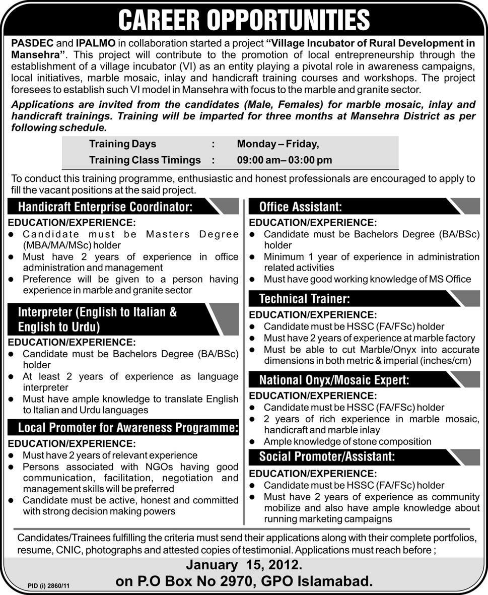 PASDEC and IPALMO Jobs Opportunities