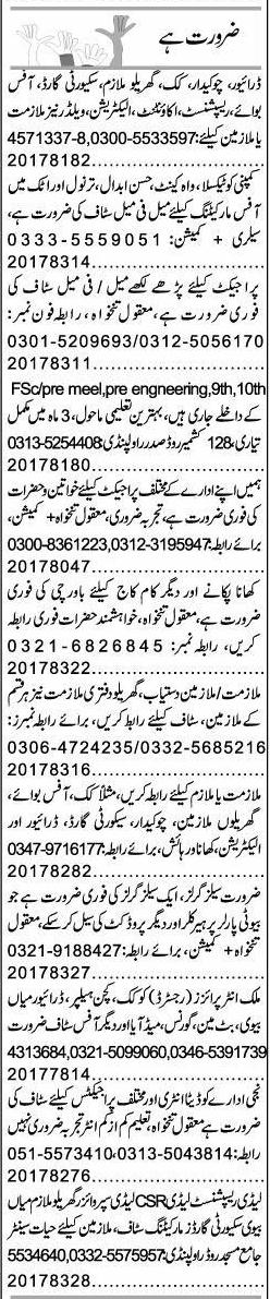 Misc. Jobs in Islamabad Express Classified