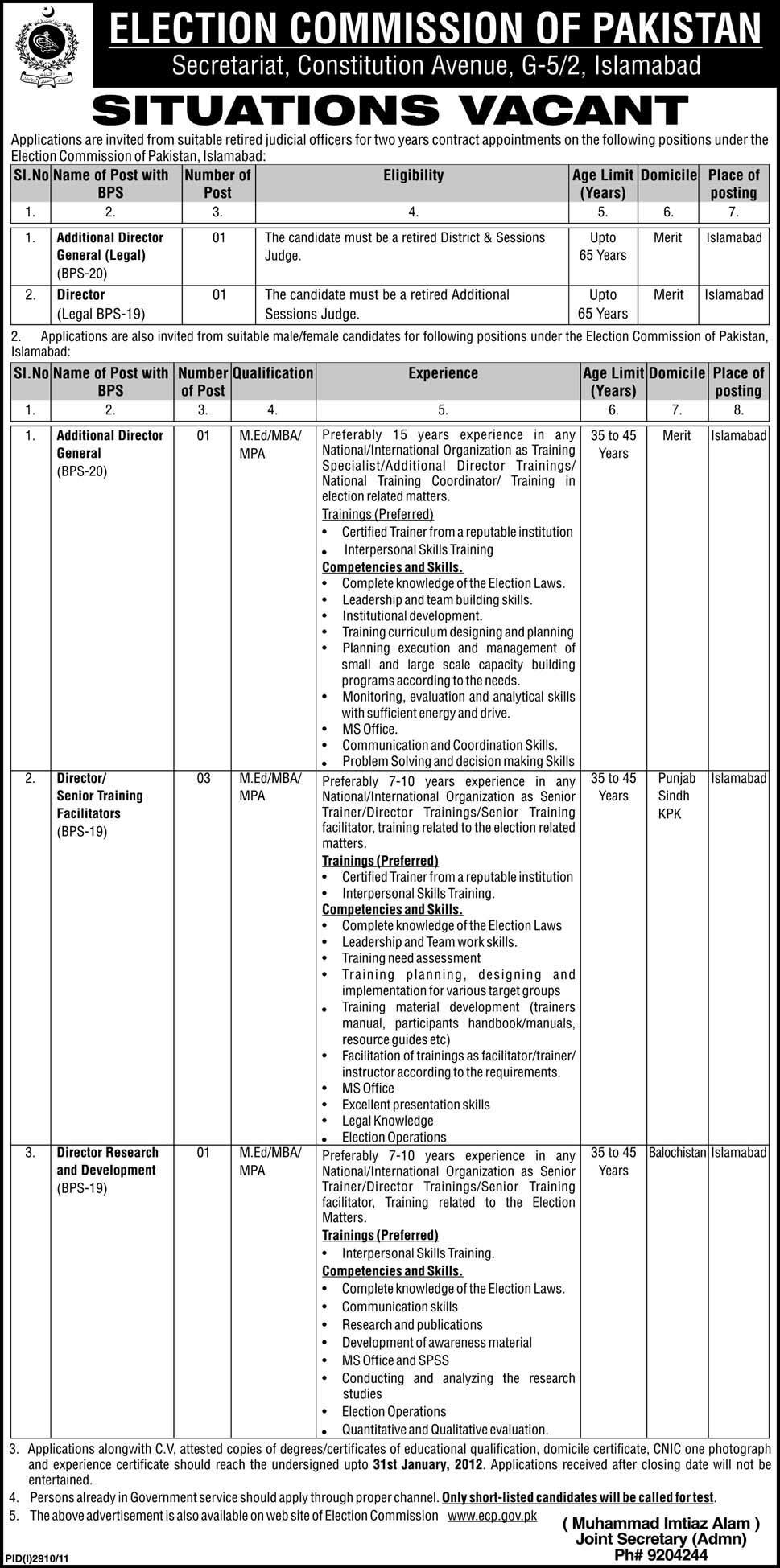 Election Commission of Pakistan Jobs Opportunity