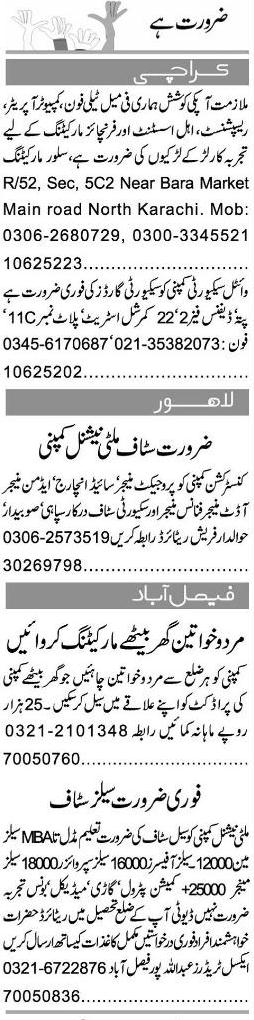 Misc. Jobs in Karachi Express Classified