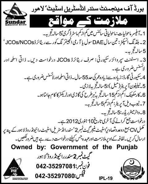 Board of Management Sundar Industrial State, Lahore Jobs Opportunities