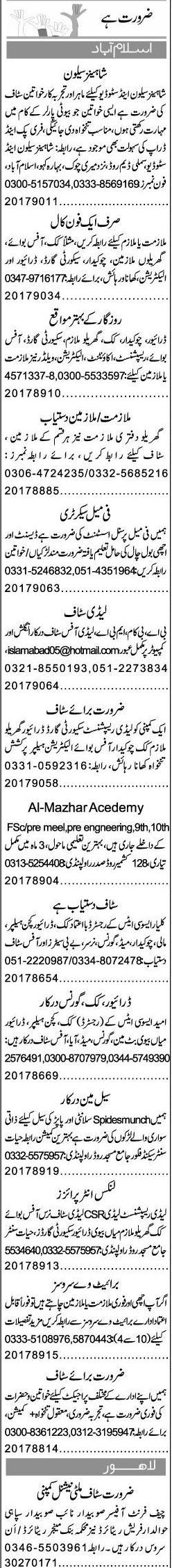 Misc. Jobs in Islamabad Express Classified