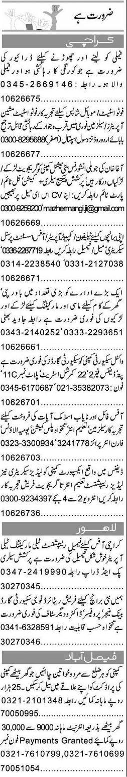 Misc. Jobs in Karachi Express Classified