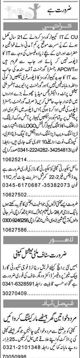 Misc. Jobs in Karachi Express Classified