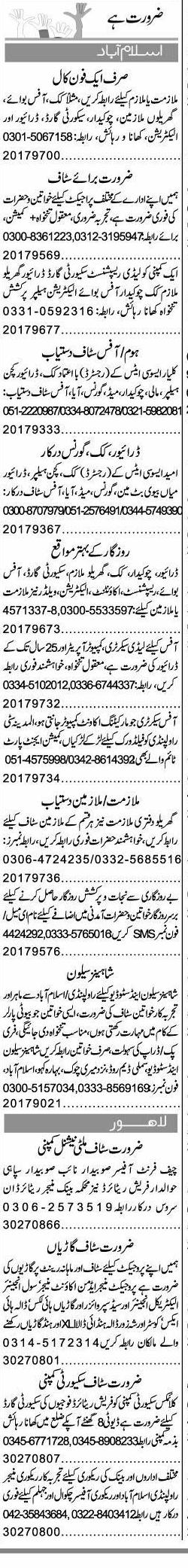 Misc. Jobs in Islamabad Express Classified