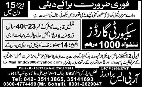 Security Guards Required for Dubai