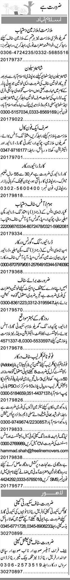 Misc. Jobs in Islamabad Express Classified