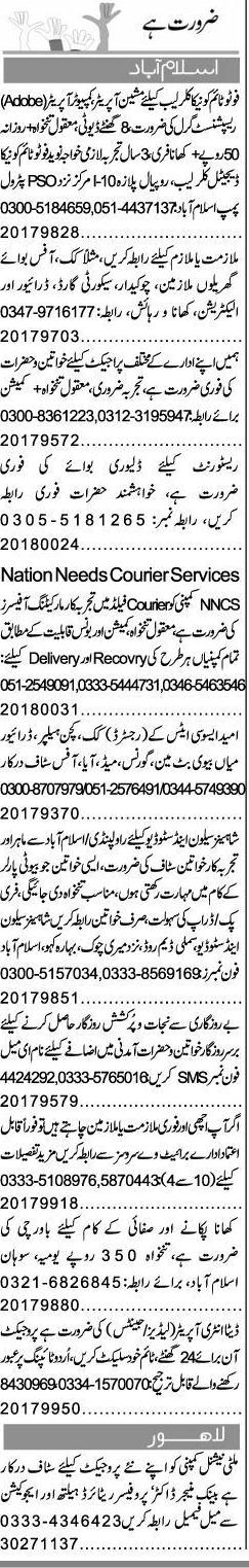 Misc. Jobs in Islamabad Express Classified