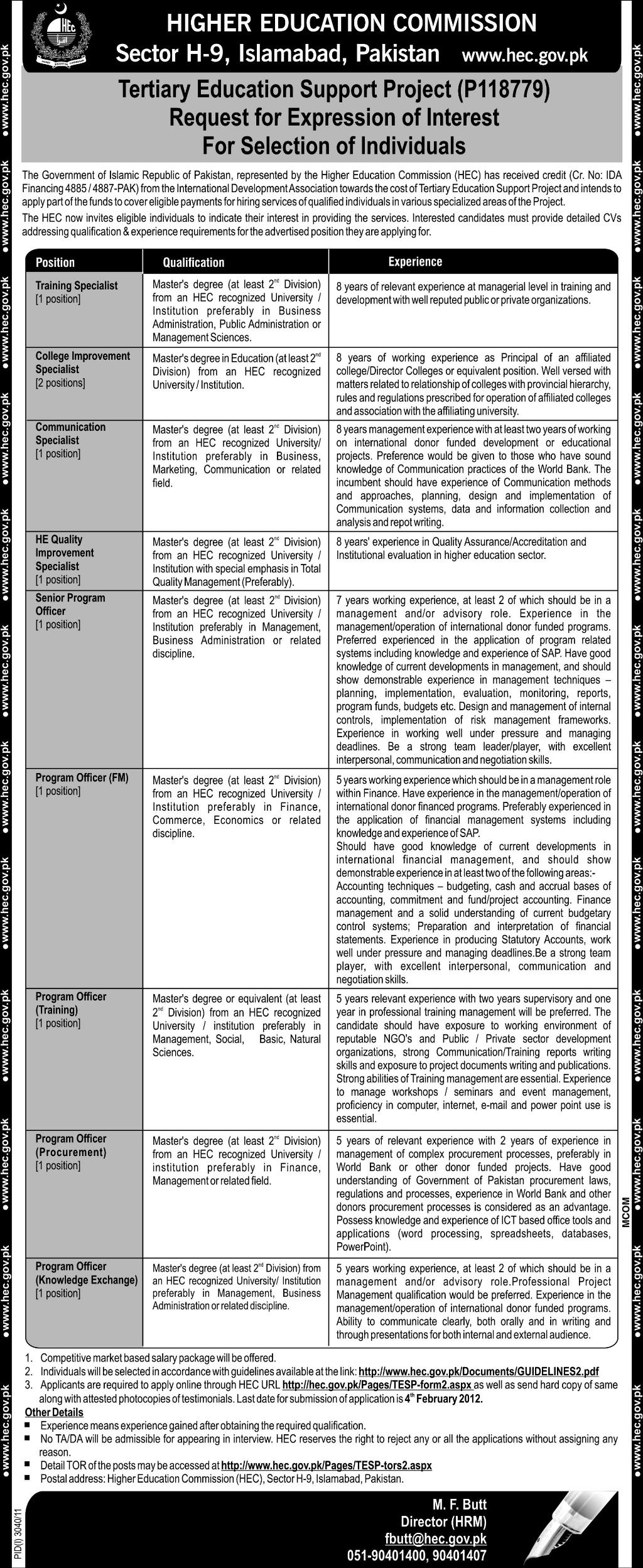 Higher Education Commission Pakistan Jobs Opportunities