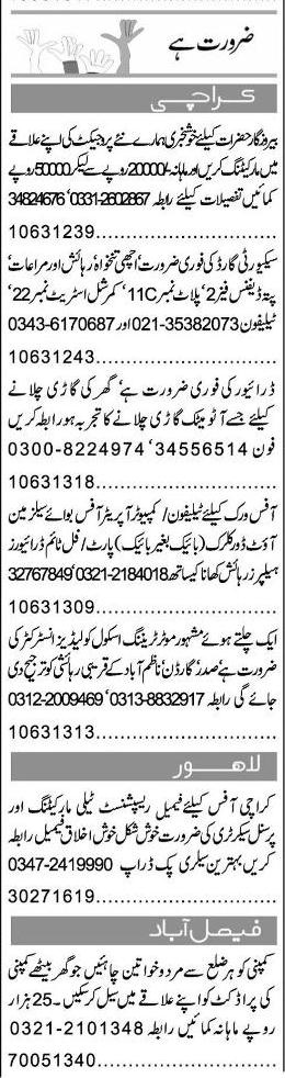 Misc. Jobs in Karachi Express Classified