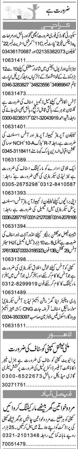 Misc. Jobs in Karachi Express Classified