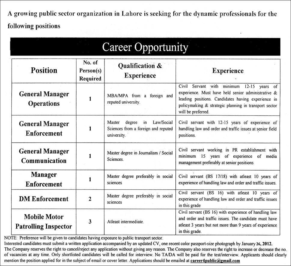 Public Sector Organization Jobs Opportunity