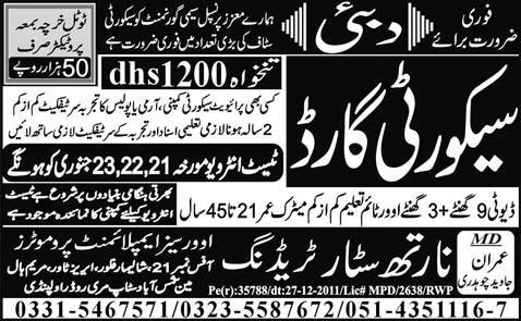 Security Guards Required for Dubai