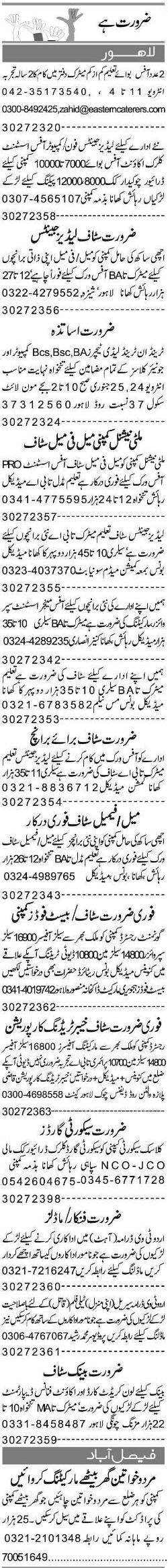 Misc. Jobs in Lahore Express Classified