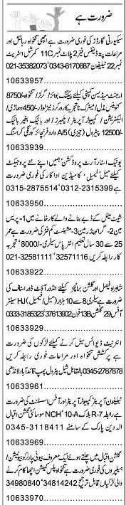 Misc. Jobs in Karachi Express Classified