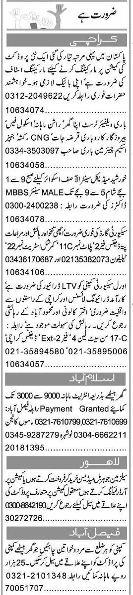 Misc. Jobs in Karachi Express Classified