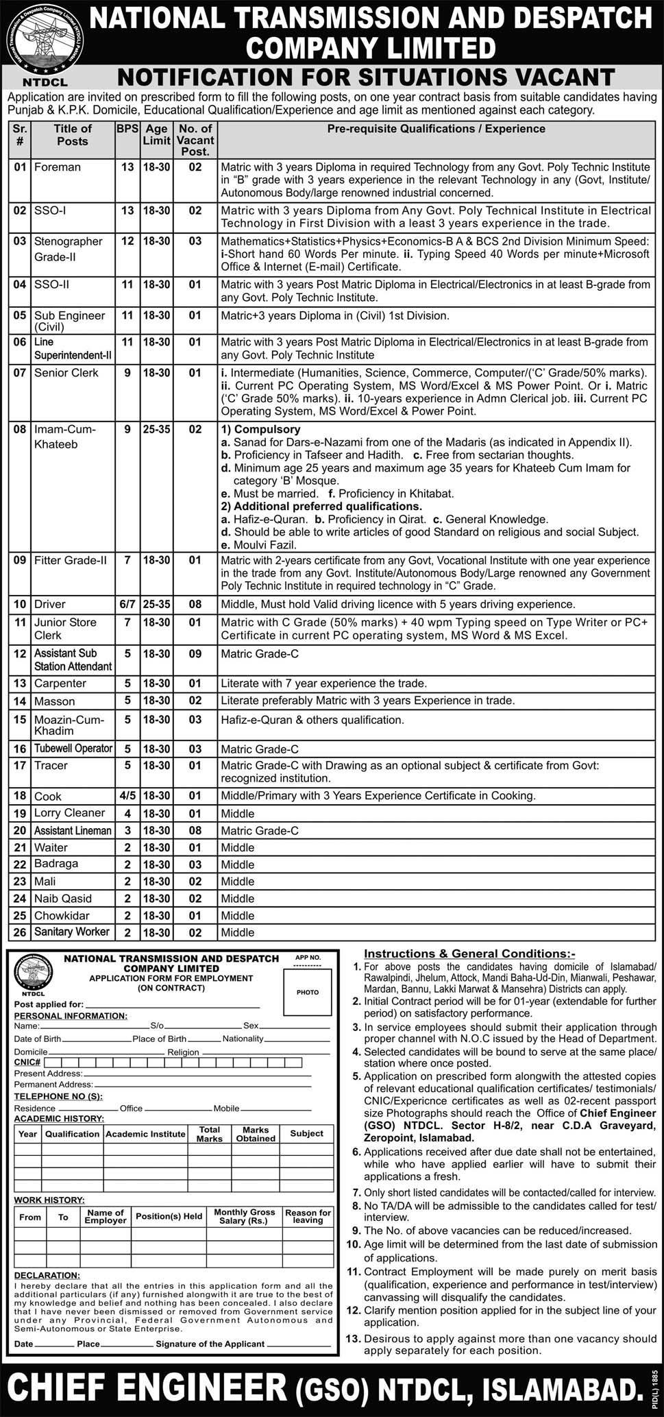 National Transmission and Dispatch Company Ltd Jobs Opportunity