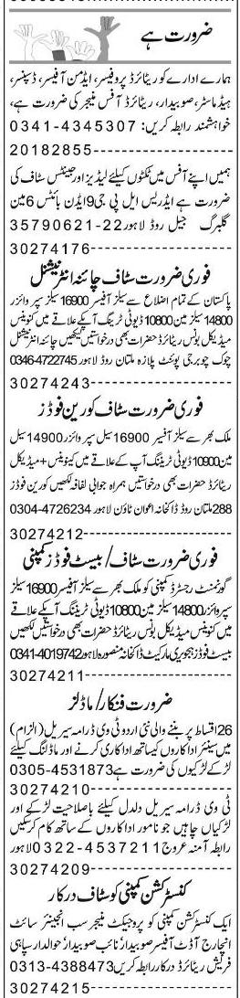 Misc. Jobs in Lahore Express Classified 1