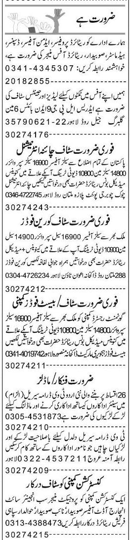 Misc. Jobs in Lahore Express Classified 1