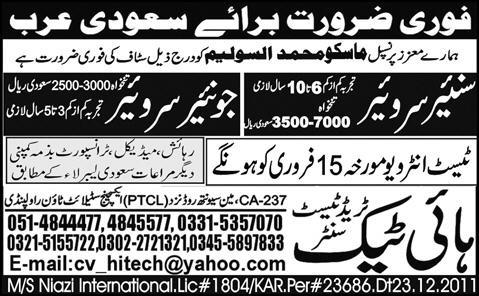 Senior Surveyor and Junior Surveyor Required for Saudi Arabia