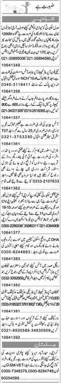 Misc. Jobs in Karachi Express Classified 1