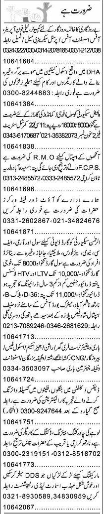 Misc. Jobs in Karachi Express Classified